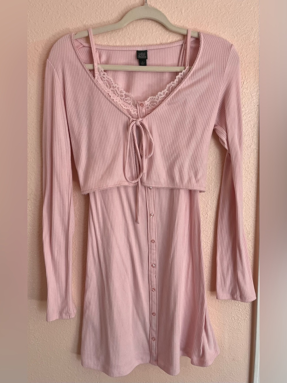 Wild Fable Pink 2-Piece Ribbed Mini Dress & Shrug Set - Size Small